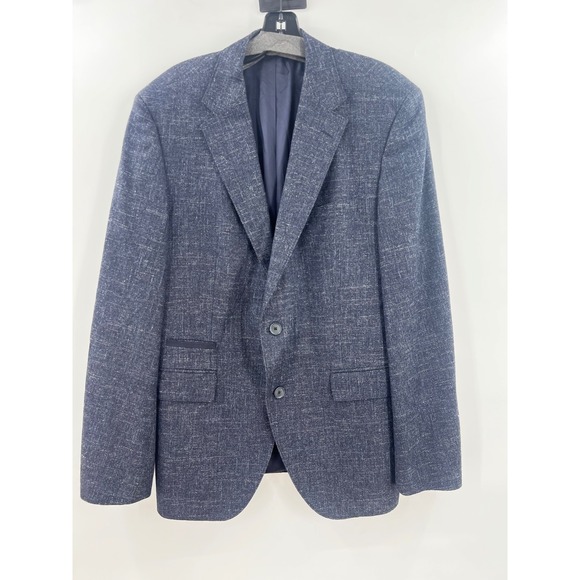 Hugo Boss Men's Blue Blazer - Italian Fabric Elbow Patches 42A (short) Linen